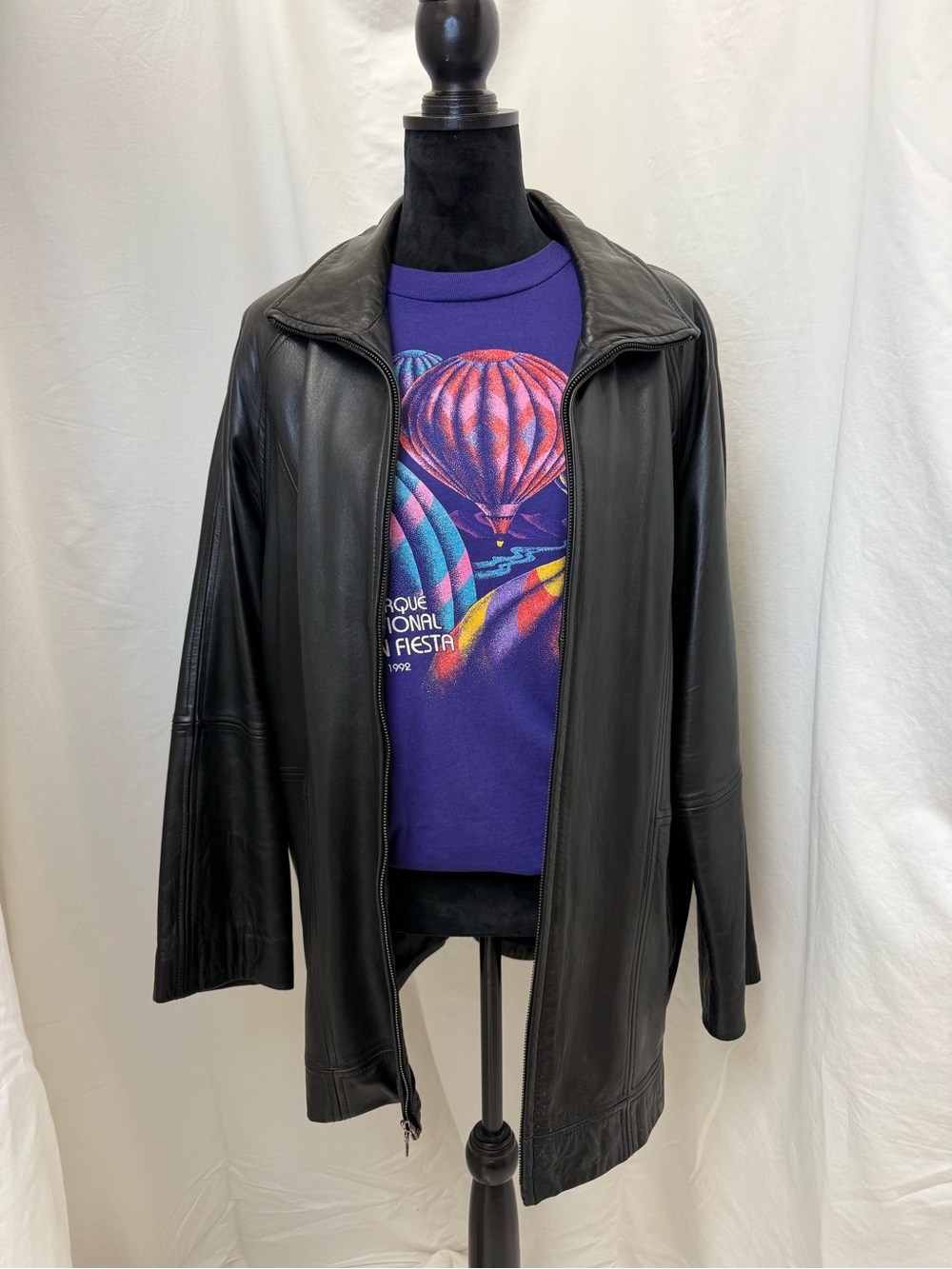 Jones New York Men's Black Leather Zip-Front Jacket